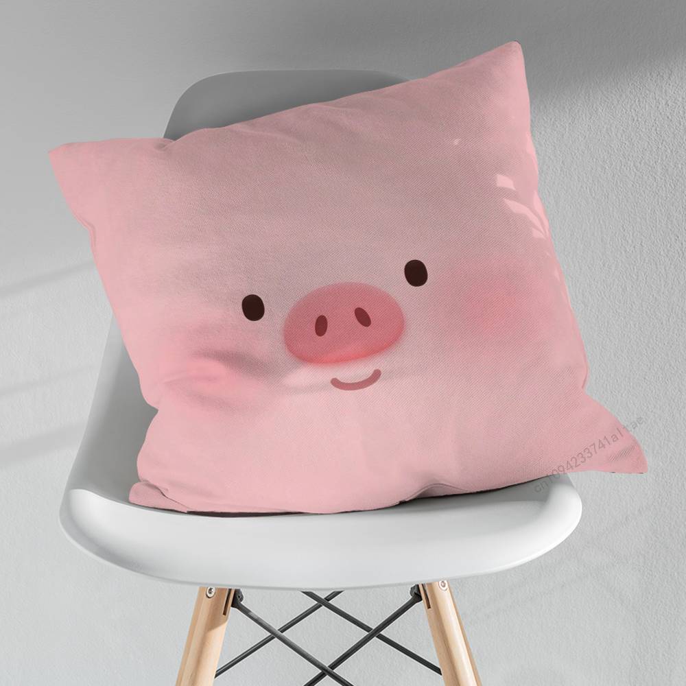 Cartoon Pink Pig Cute Art Various Sizes Square Pillow Case For Car Home Bedchamber Decor Birthday Gift