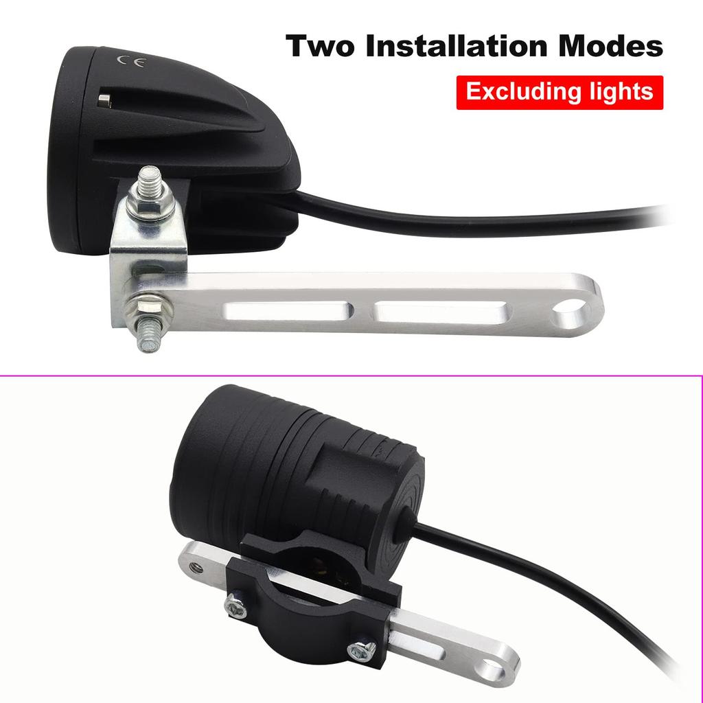 Biqing 2 PCS Work Light Mounting Stays Universal CNC Metal Bike Stays Universal Motorcycle Mirror Mount Stays White