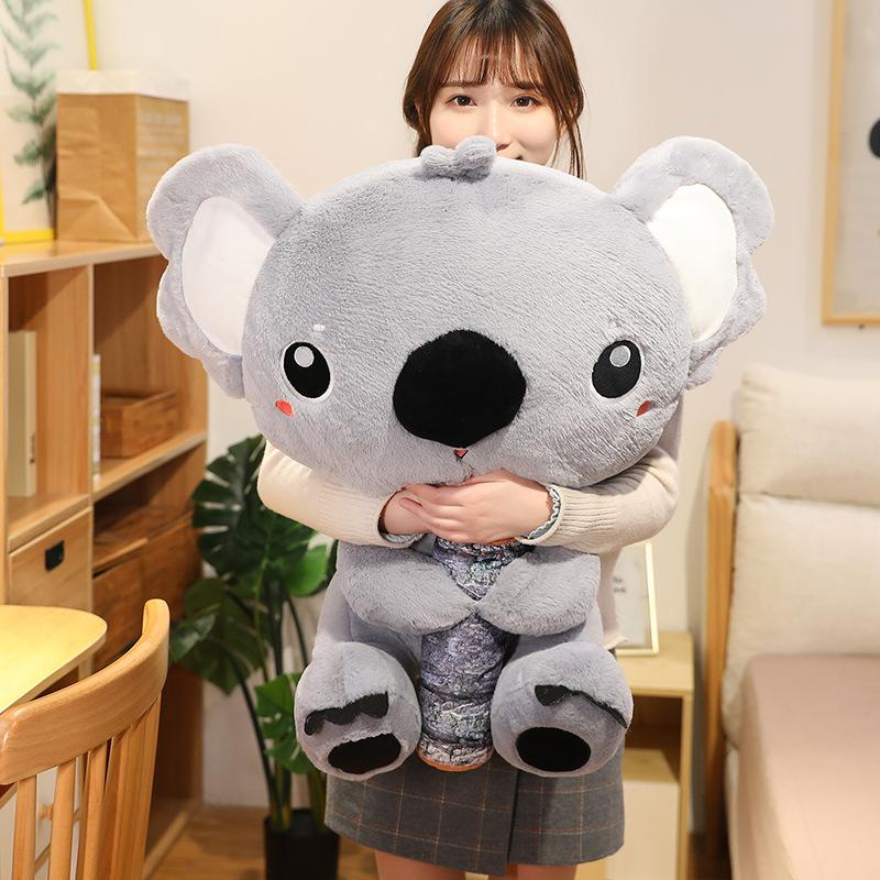 Giant Simulation Australia Koala With Wood Plush Toy Soft Pillow Stuffed Animal Koala Bear Doll Birthday Gift