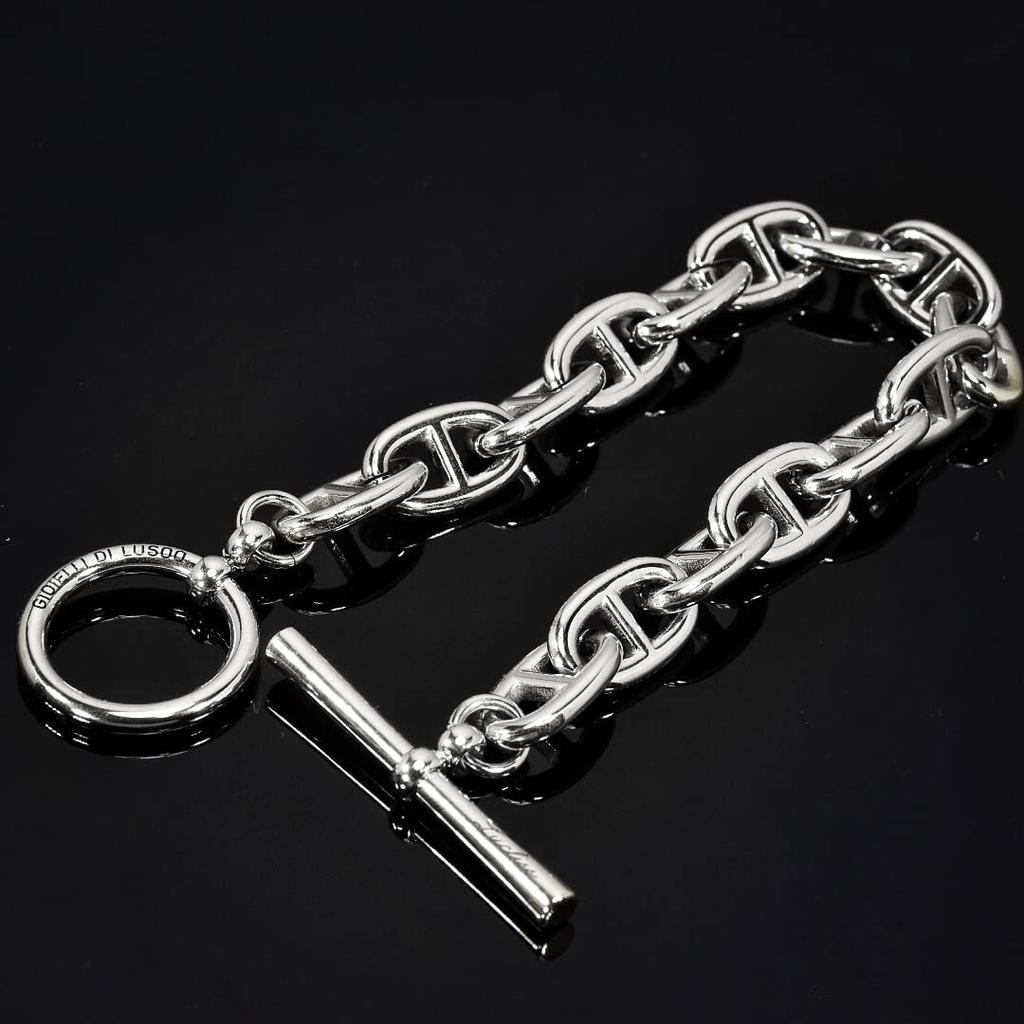 Bransoletka łańcuszkowa Bransoletka łańcuch kotwiczny Bransoletka Srebrna Stal chirurgiczna 316L [Lucliss] Męska