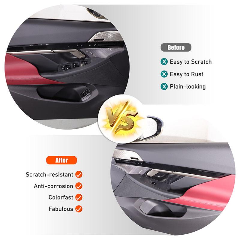 För BMW 5-serie G60 2024 ABS Kolfiber Innerdörrhandtag Skålskydd Dekorationslist Interiörtillbehör