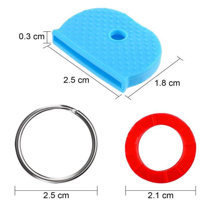 

Colorful Soft Silicone Key Cover & Keychain with Elastic ID Ring Iron Ring 10 pcs