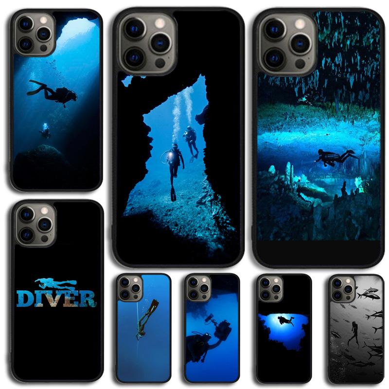 Scuba Diver Diving Phone Case For iPhone 17 Air 14 15 16 13 12 Max Cover For Apple iPhone 17 Air 11 Pro Max Plus Coque
