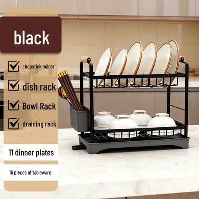 Abay Two-Tier Wrought Iron Kitchen Dish Drying Rack