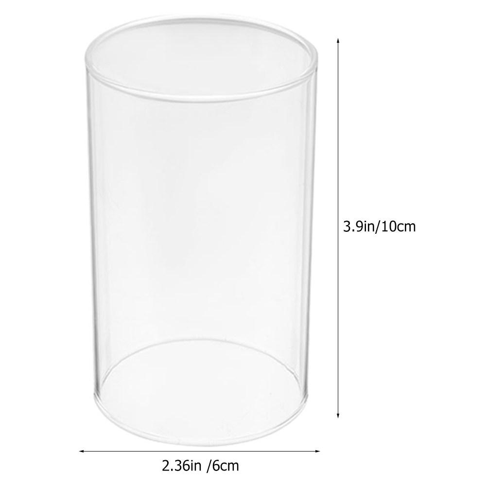 2Pcs Glass Shades Transparent Cylinder Covers Clear Candleholders for Home Decorative Romantic Atmosphere Desktop