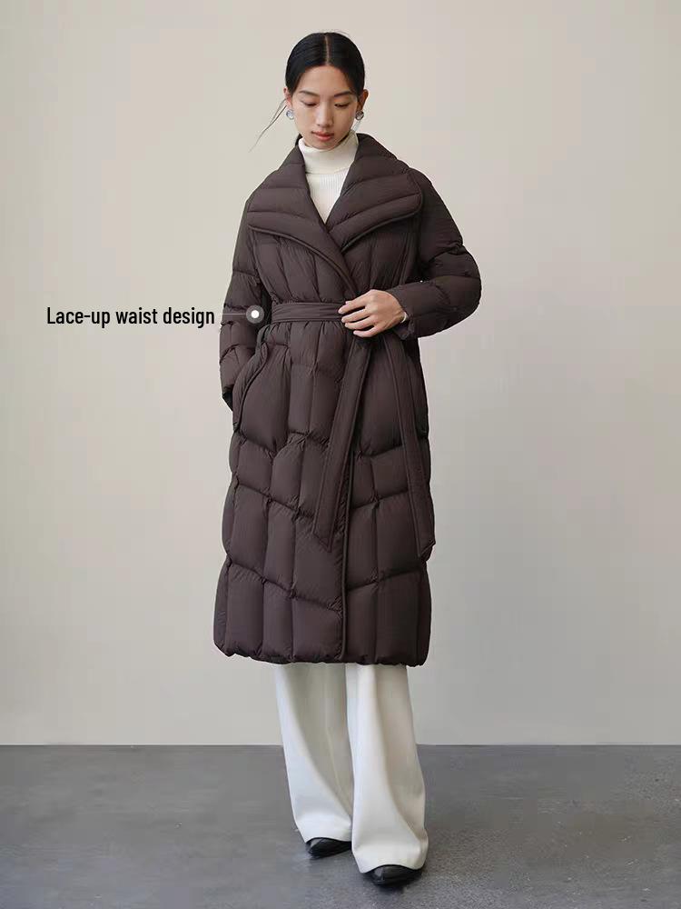 Yu Yan Women's 2025 High-End Long Goose Down Winter Coat - Elegant, Thick, and Stylish