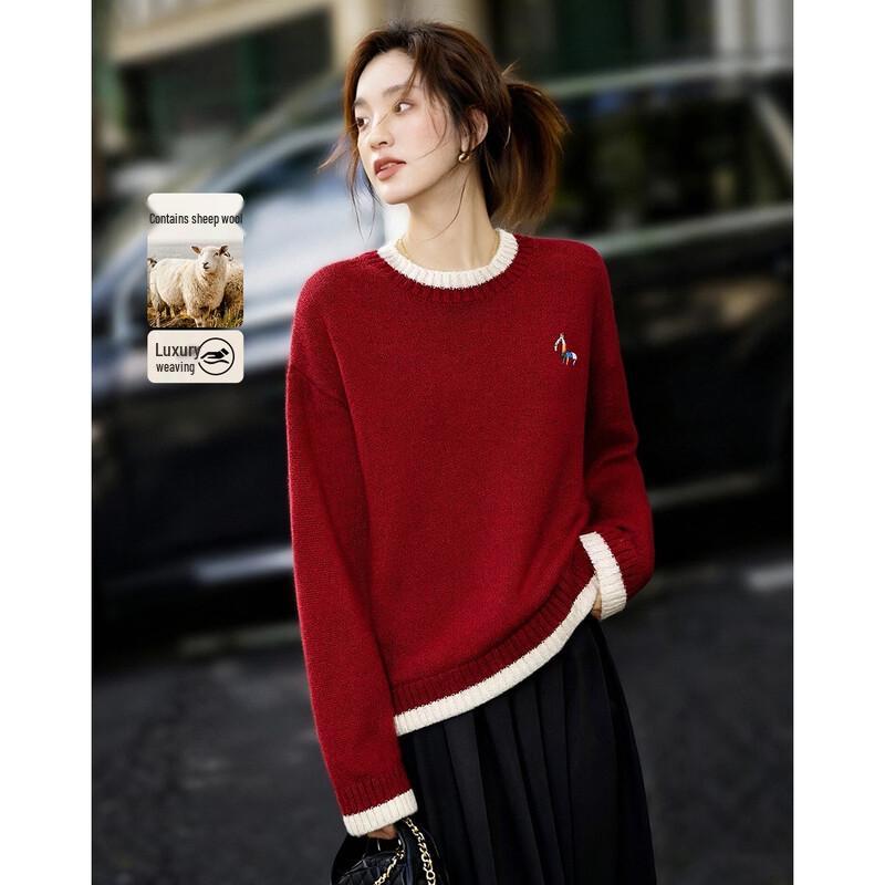 Demana Women's Winter Wool Blend Embroidered Sweater