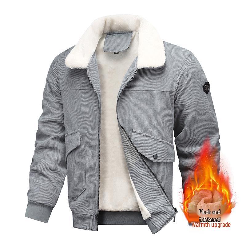 Мужская ретро куртка из вельвета и шерсти ягненка с лацканами - Утолщенная хлопковая верхняя одежда из бархата 4XL