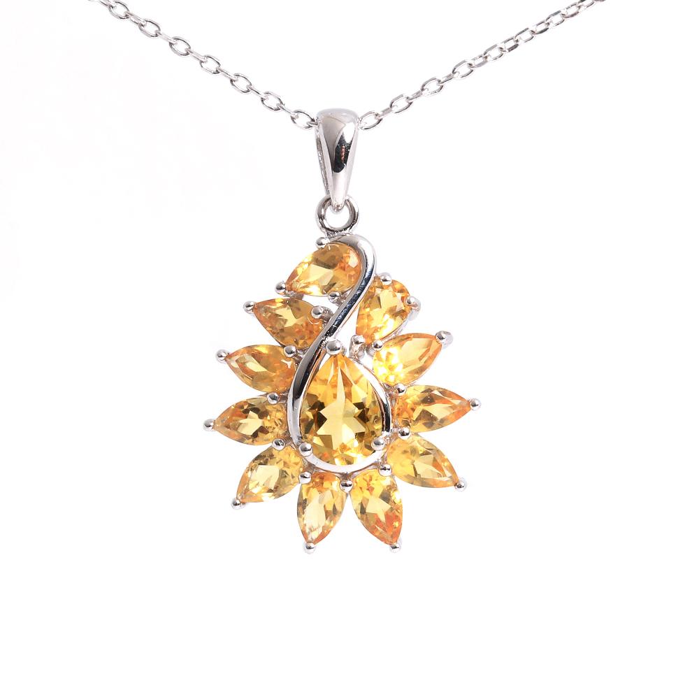 Gorgeous design natural citrine Gemstone Ring Earrings Necklace Set 925 Silver Fine jewelry Anniversary & Banquet Gift for women