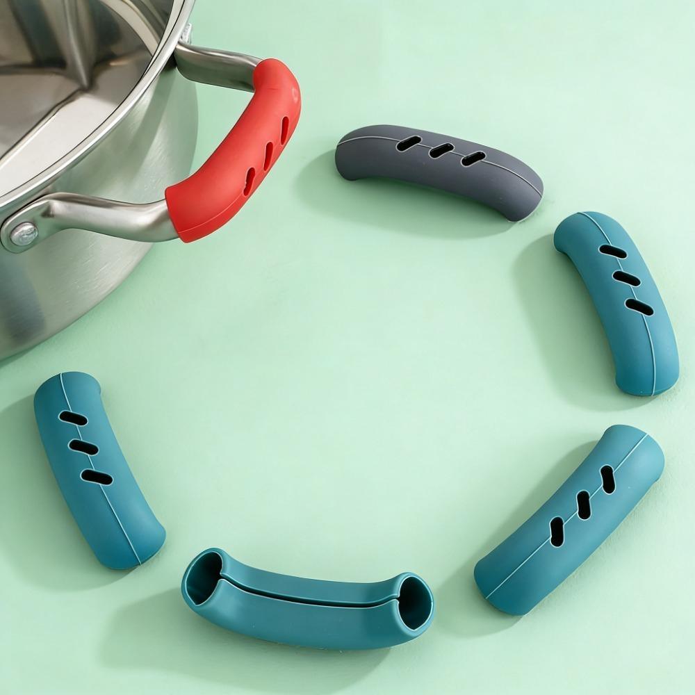 6Pcs Silicone Pan Handle Cover Heat Resistant Insulation Grip Sleeve Pot Handle Holder Kitchen Gadgets