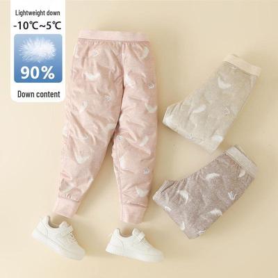 90 White Duck Down Kids' Winter Thermal Pants: Warm, Thickened Liner for Boys & Girls