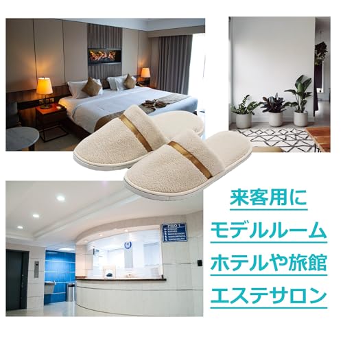 [kitamurasyokai] Disposable Slippers, 10-Pair Set (Individually Wrapped), Thick Sole, Non-Slip, Luxurious, Fluffy, Unisex, Indoor Room Shoes, Hotel Am