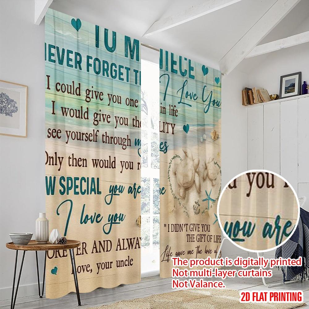 2pcs,2D Plane Printing Curtain Fabric To My Niece Polyester (without Rod) Room Decor Perfect for Living Room & Kitchen Decor