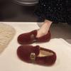 Chaussures Mao Mao Chaussures Doudou Nouvelles Hiver pour Femmes Chaussures Plates Chaudes en Peluche Vent Féerique Chaussures en Coton pour Femmes