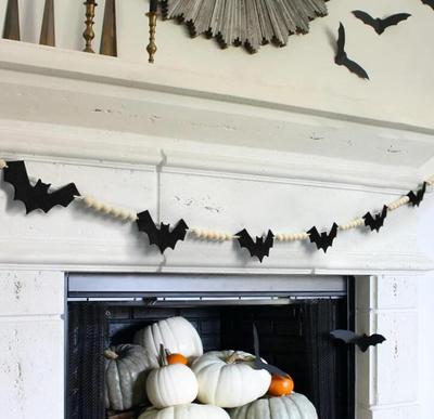 Halloween Spiselhylla Dekoration Etikett Hampa Rep Pärlor Kreativa Träpärlor Hampa Rep DIY Hemma Vägg Hängande Hylla Halloween Dekoration