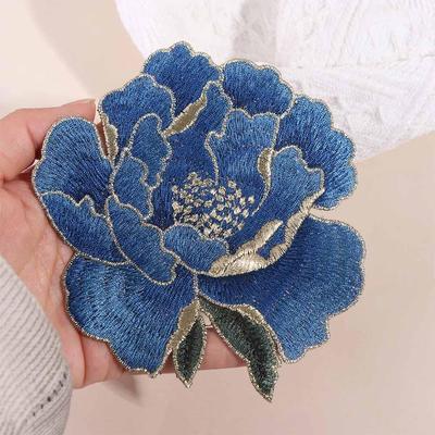 Appliqués à coudre pour vêtements, style chinois, écussons brodés de pivoines, couture