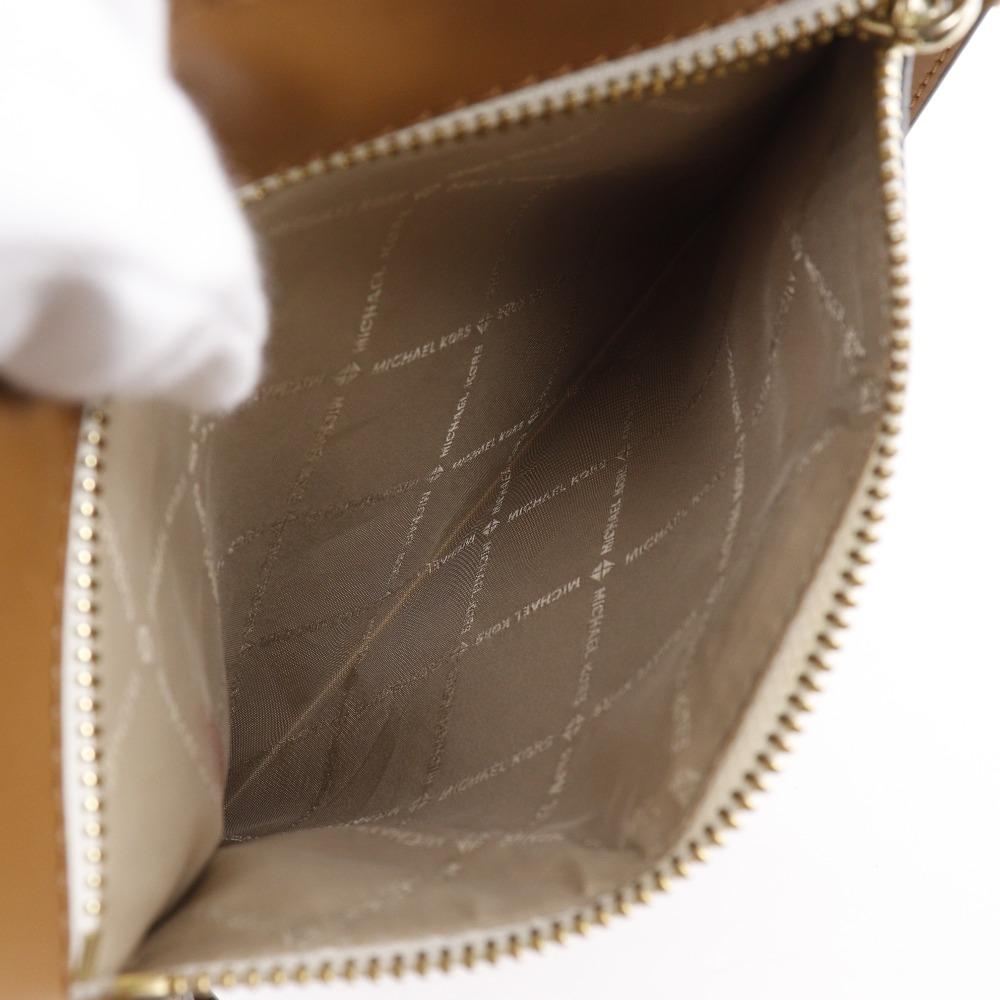 Michael Kors Connie Shoulder Bag Signature White/Brown PVC Women Used