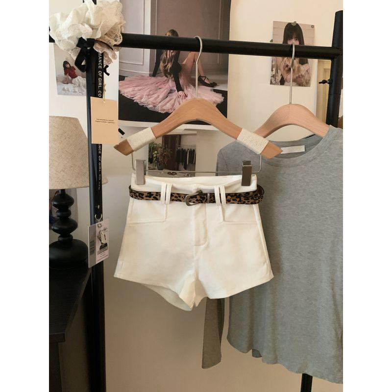 Kumikumi American vintage Khaki High Waist Casual Pants Women Autumn Niche Versatile Slimming Straight Pants Shorts