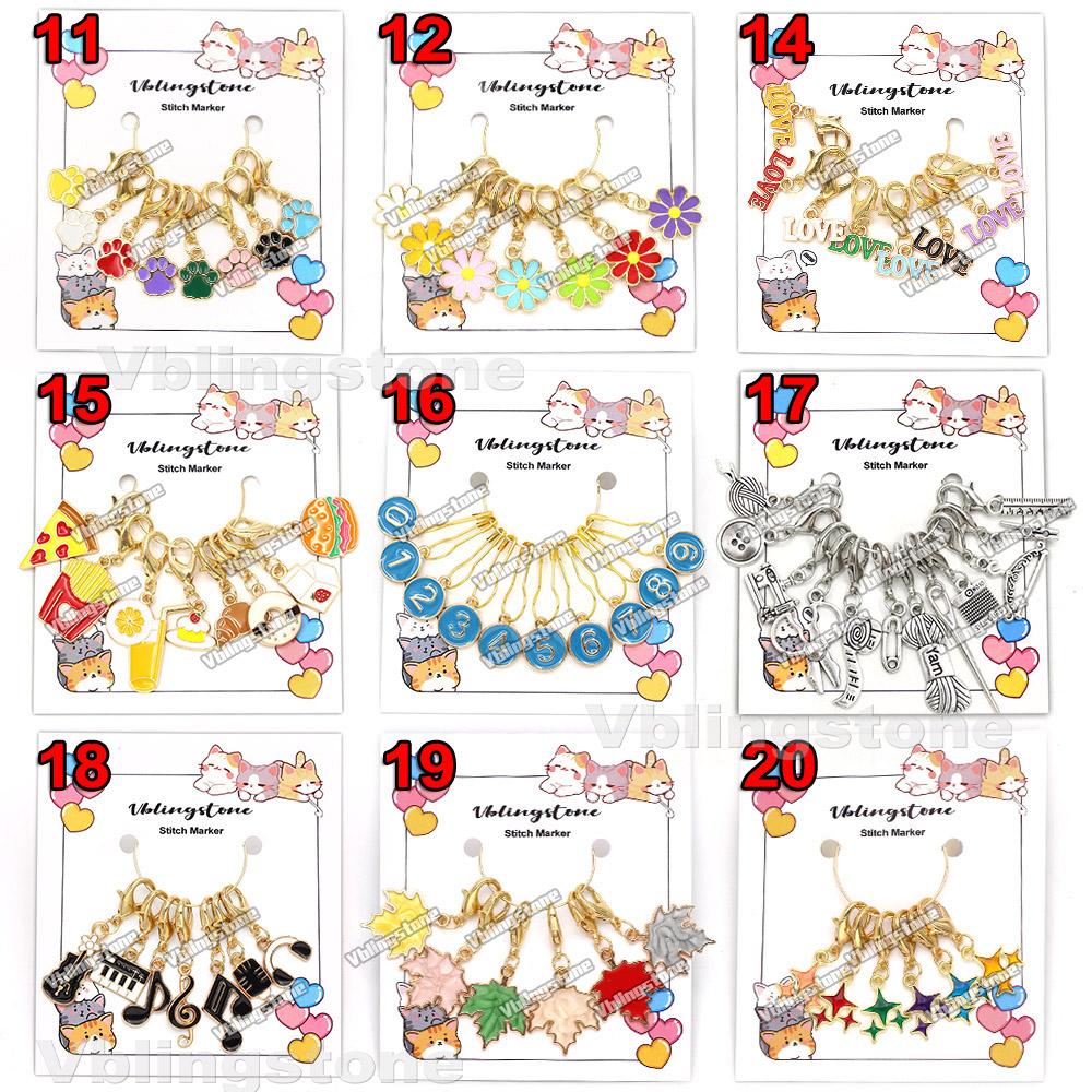 Cat Knitting Stitch Markers Metal Animal Enamel Charms Crochet Locking Knitting Markers Sew Accessories