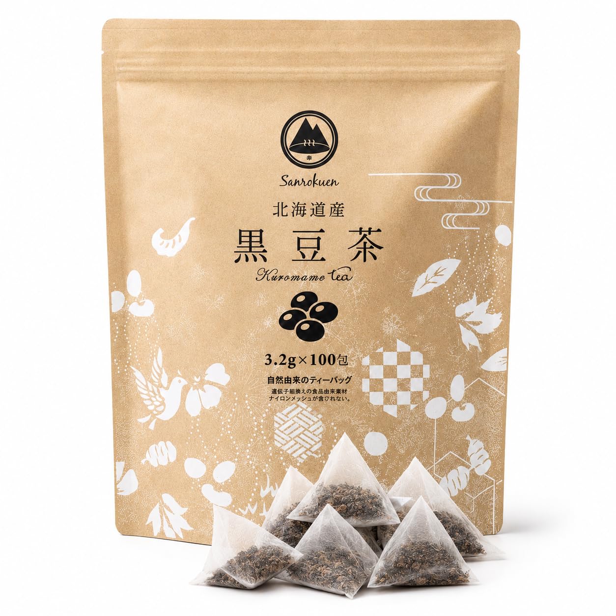 Sanrokuen Domestic Hokkaido Black Soybean Tea Bags 320g (3.2g100 bags) Caffeine-Free Residual Pesticide Tested Environmentally Friendly Corn-Derived