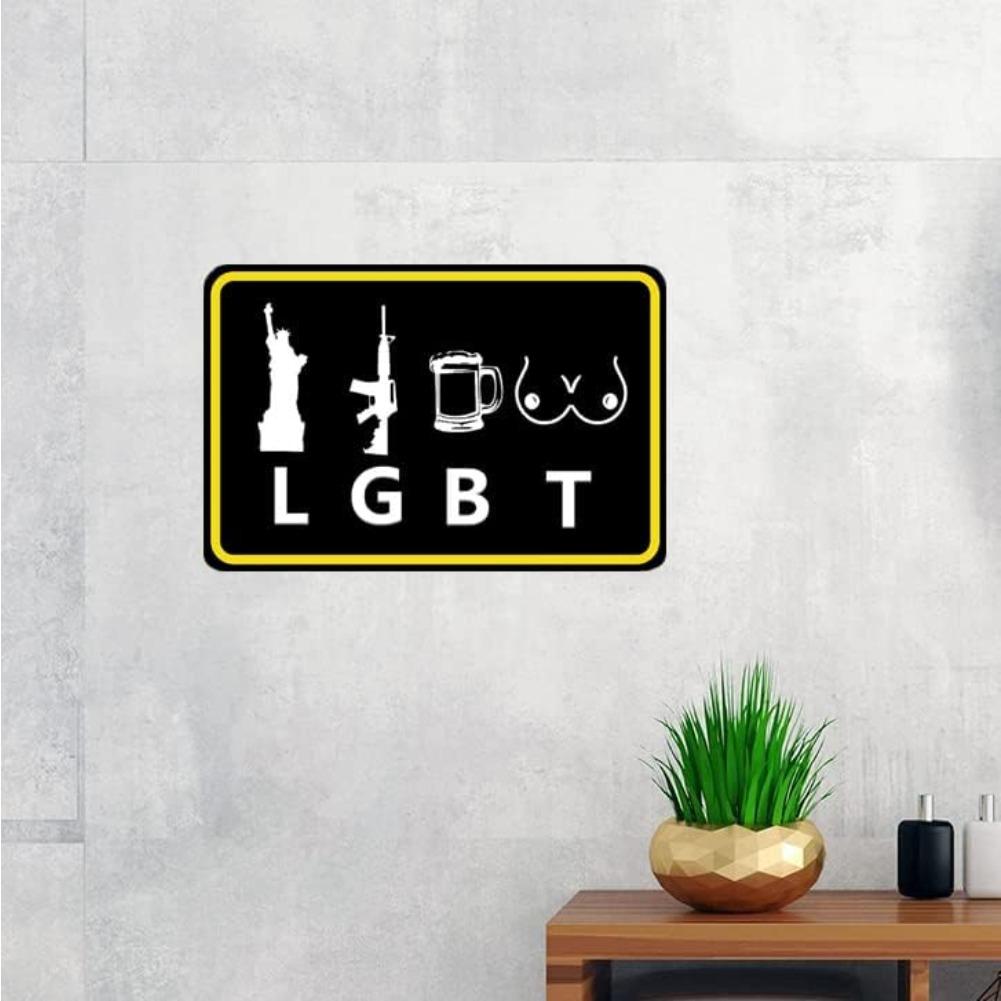 Funny Metal Tin Sign LGBT Pride LGBT Gifts Gay Liberty Guns Beer Tits Wall Art Vintage Retro Decor Novelty Humor Plaques Poster