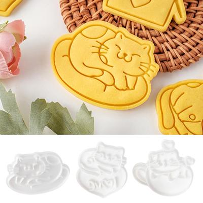 Cat Baking Mold Biscuits Cutter Stamp Cook Tool Easy Demolding Cute Mould For Baking Wedding Party Valentine Festival