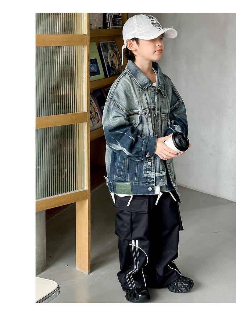 Boys' Spring & Autumn Denim Street Jackets: 2025 New Styles for Middle & Large Kids