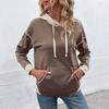 Autumn 2026 Women's Color Block Hooded Pullover with Pockets