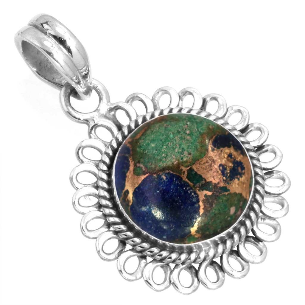 925 Sterling Silver Pendant Women Gemstone Handmade Jewelry Engagement Gift Amazonite Angelite Blue Opal Botswana Agate Mohave Azurite Chrysocolla