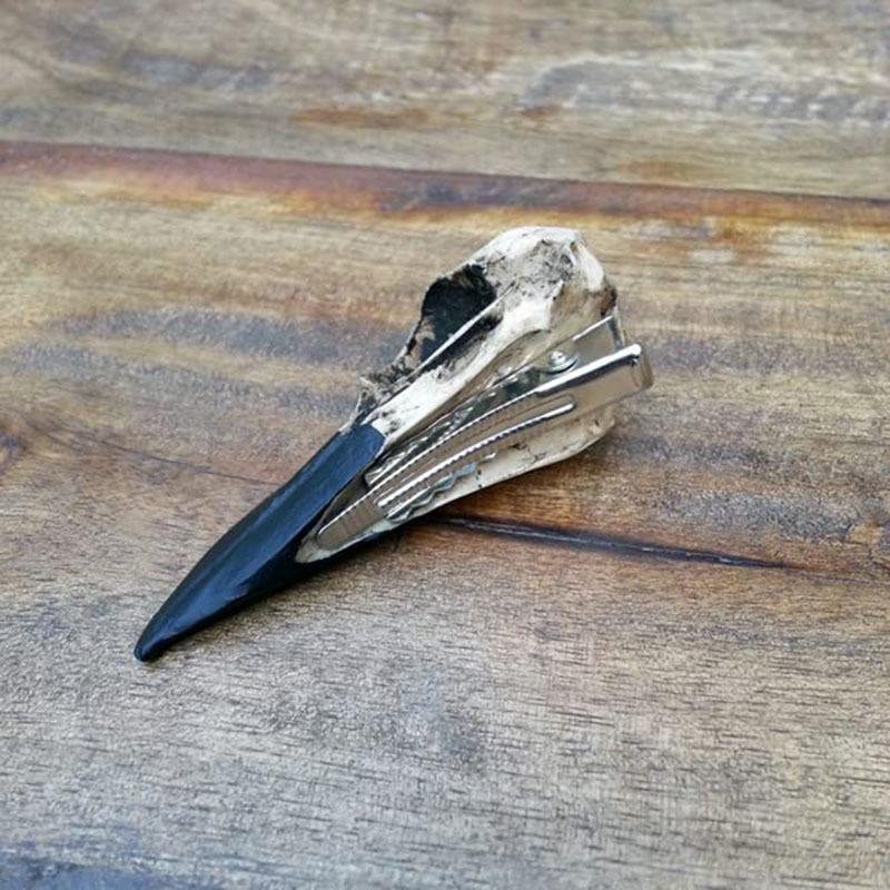 Gotico Spilla per Capelli Teschio di Corvo Scheletro Simulato per Donne Horror Fermaglio per Capelli
