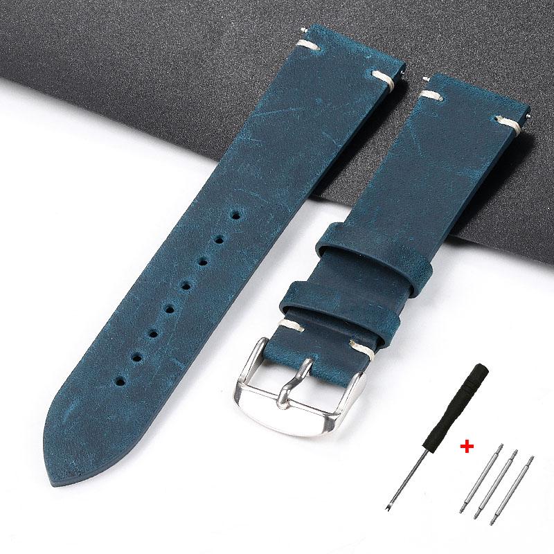 Calfskin Genuine Leather Watchbands Quick Release Watch Band 18mm 20mm 21mm 22mm 24mm Handmade Stitching Smartwatch Strap
