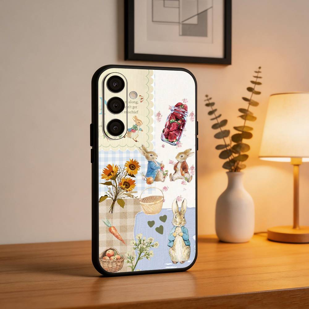 Cute P-Peter Rabbit Phone Case For Samsung  A73,72,71,A52,51,40,41,A22,A32,31,A13, Soft Black Shell Samsung a20s