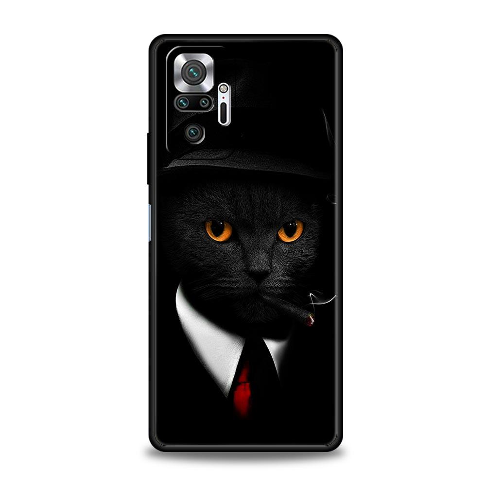 Schwarze Katze Starrendes Auge Handyhülle Für Xiaomi Redmi Note 12 5G 11 10 Pro Plus 9S 9 8 7 9T 8T 10C 9C 9A 5G K50 Gaming Weiche Hülle