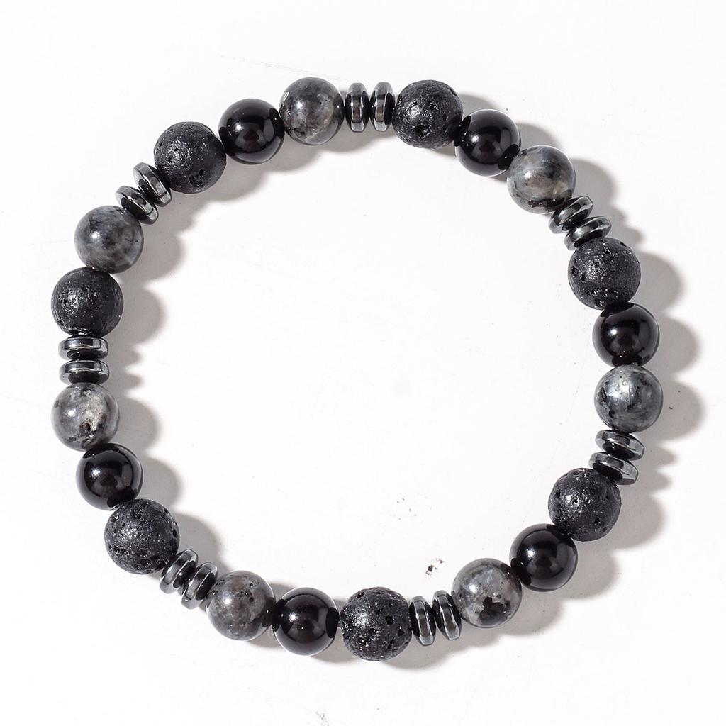 Sváteční Dárky Náramek z Korálků Černý Onyx, Lávový Kámen, Mapový Kámen a Hematit Odvážné Módní Šperky Pro Muže Denní Nošení Jednoduchý Všestranný Doplněk