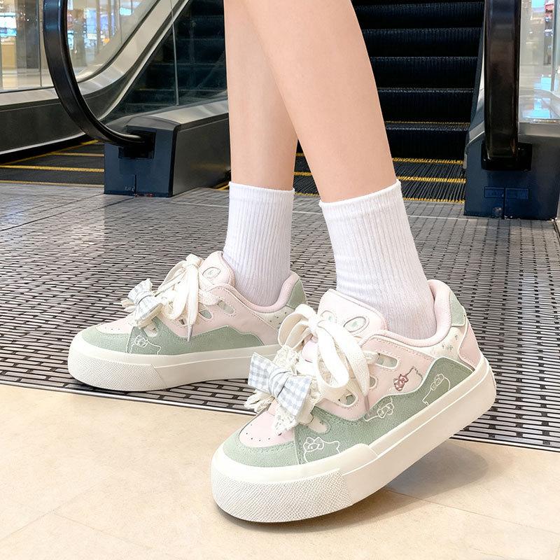 Dopamine Bread Little White Shoes Women's 2025 Spring and Autumn New Thick-soled Casual Niche Bow Versatile Student Board Shoes