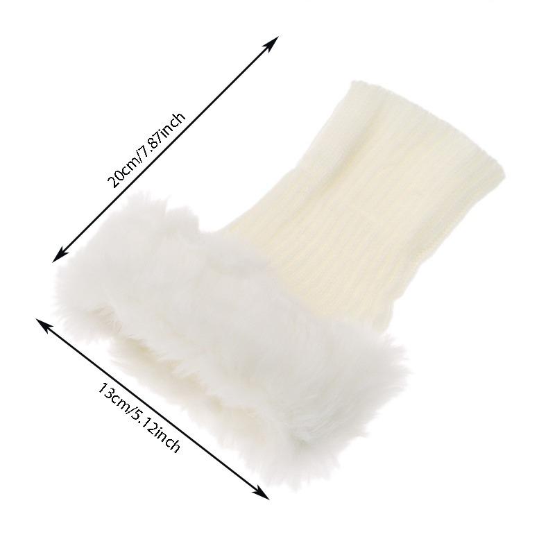 Womens Crochet Knit Fur Trim Leg Warmers Cuffs Toppers Boot Sock Winter Foot Socks