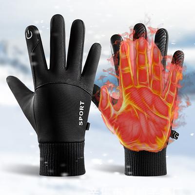 Herren Winterhandschuhe, wasserdicht, Fahrradhandschuhe, Outdoor-Sport, Ski, Laufen, Motorrad, Touchscreen, Fleece-Handschuhe, rutschfest, warm, volle Finger