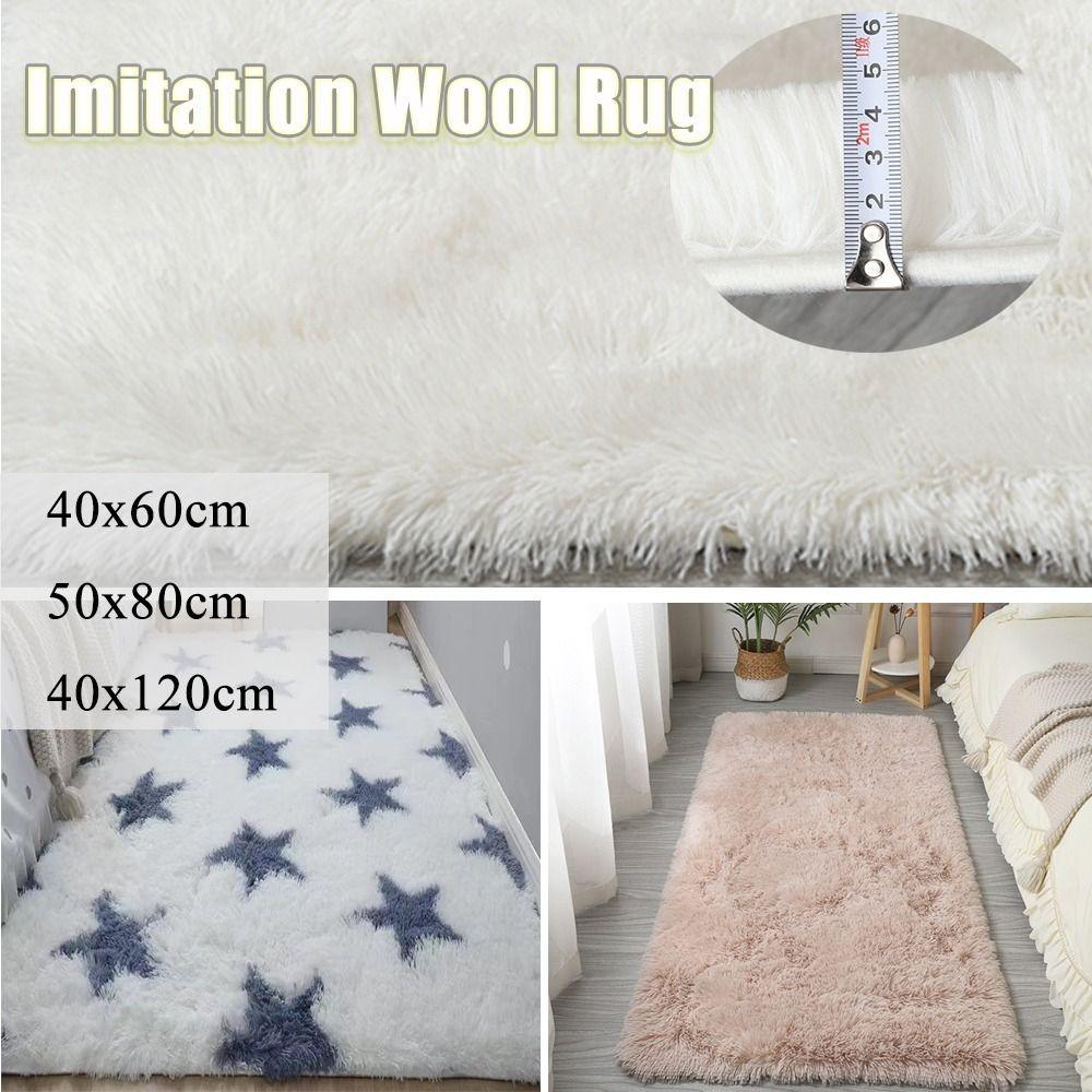 Floor Protection Bedside Rugs Imitation Wool Long Hair Carpet Bedroom Mats  Home Decor