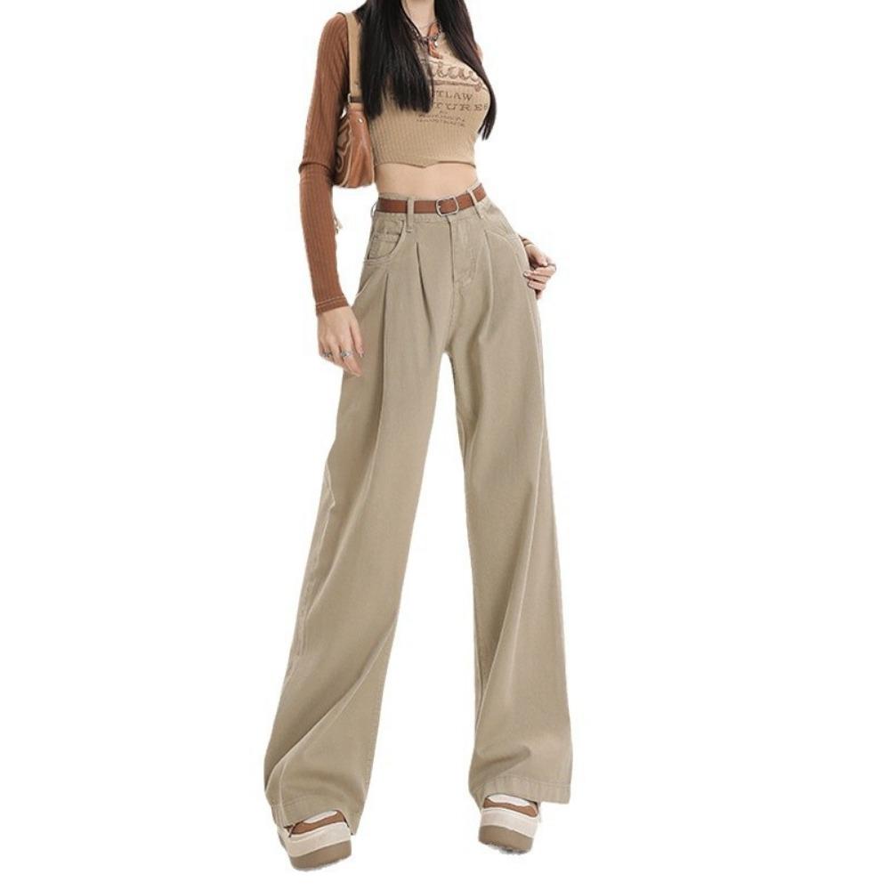 Korean Version of Harajuku High-waisted Straight Jeans Women's Spring and Autumn New Loose Mopping Wide-leg Jeans