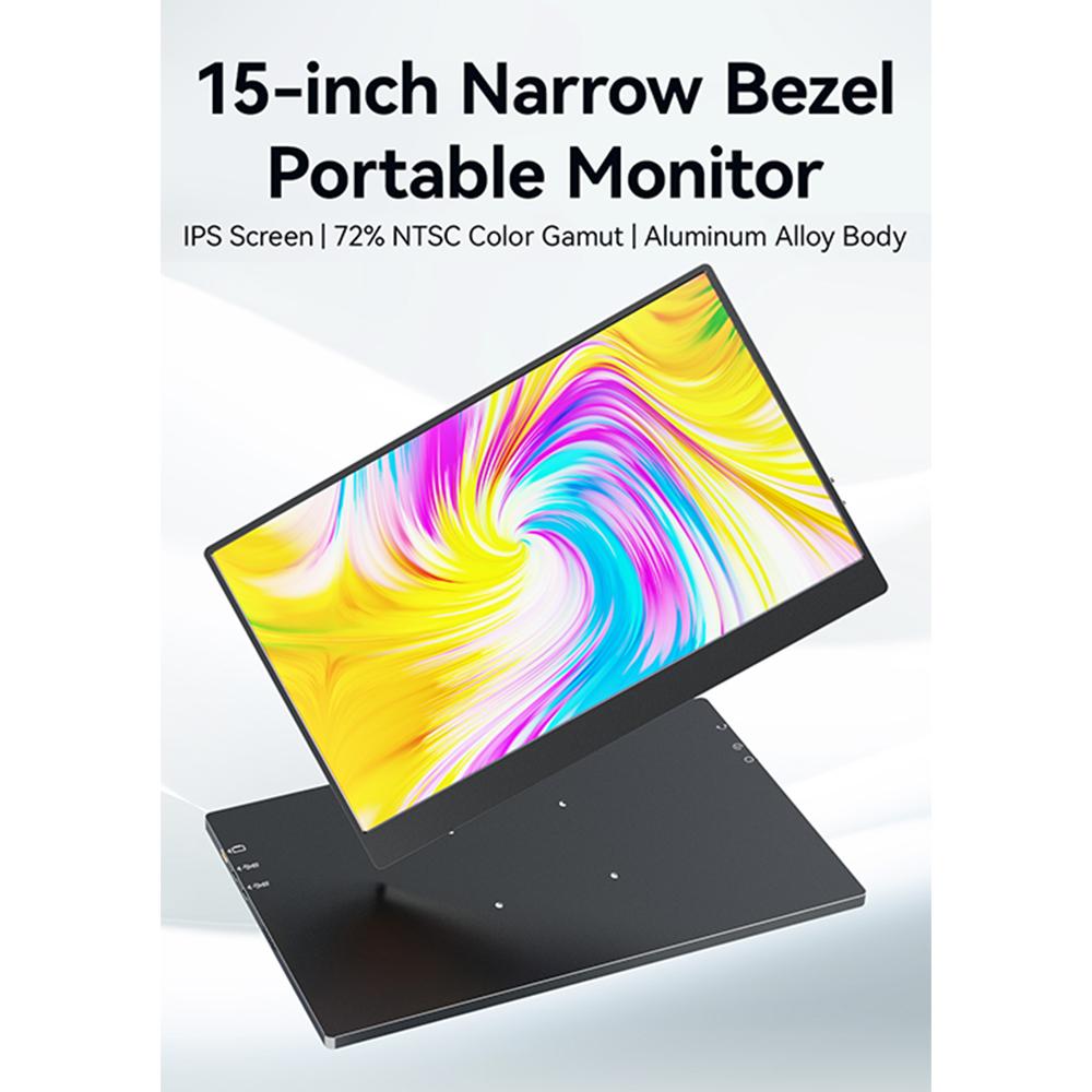 15palcový přenosný monitor FHD1080P IPS herní monitor vestavěné duální reproduktory 170 stupňů široký pozorovací úhel externí