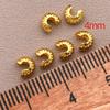 10Pcs 4Mm 18K Copper Plated Genuine Golden Thick Silvery Pattern Crescent End Buckle, Diy Jewelry Making Accessories