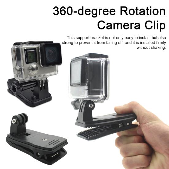 Action Camera Holder 360-degree Rotation Firm Backpack Clip Grip Stable Support Versatile Action