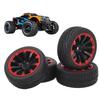 4Pcs 12mm Hex RC Wheels Tires 1/10 Scale Off Road Tires F Shaped Tread 10 Hole Red Ring Wheel Hub Tires