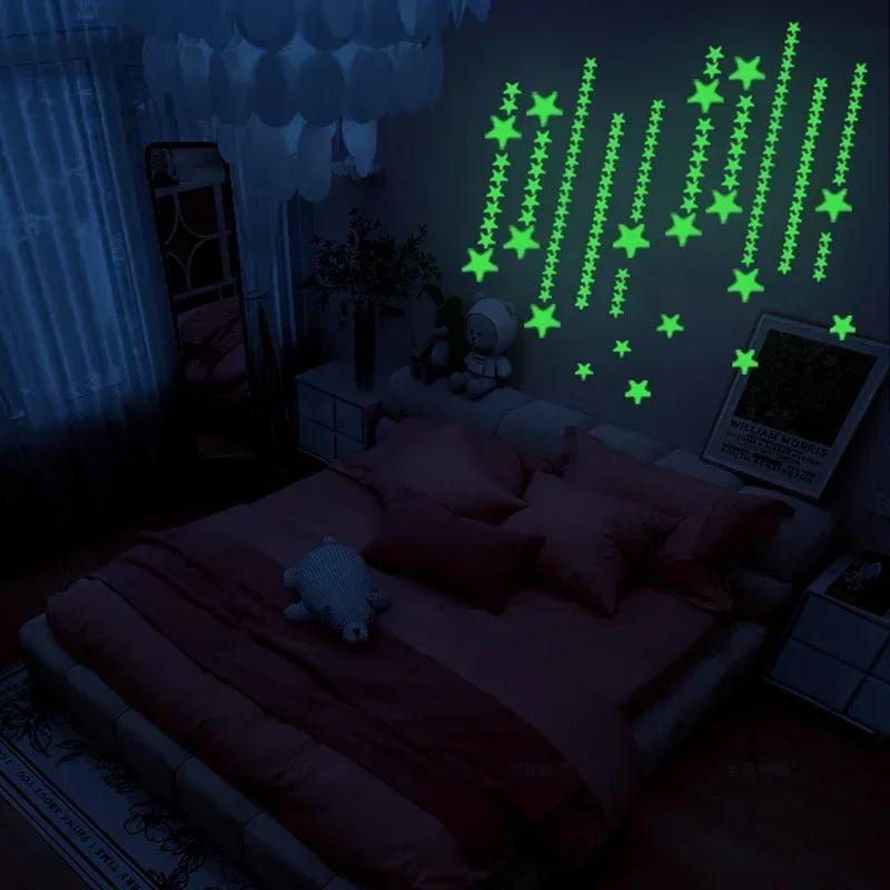 2-pack Luminous Wall Stickers Rooms Dots Stars Ceiling Wall Decals Glowing Stickers Decals Glow In The Dark Home Decor for Kids