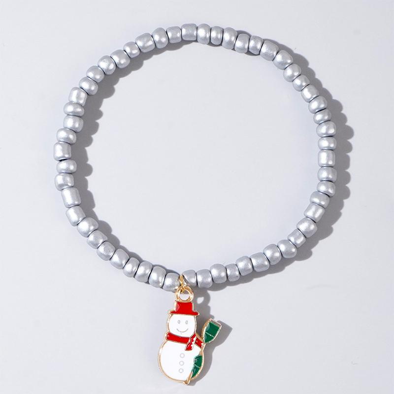 Christmas Colorful Beads Multi Element Pendant Bracelets For Women Santa Claus Tree Elk Bracelet Party Jewelry