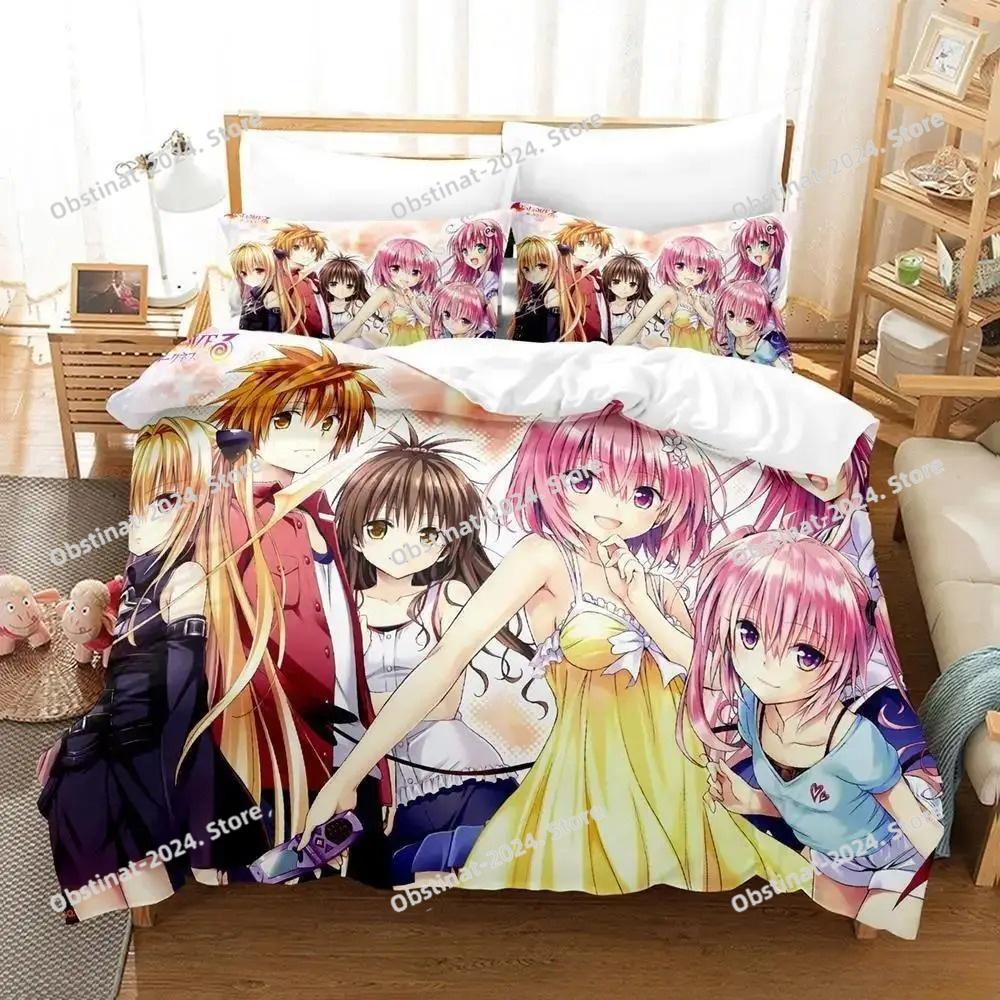 Anime Yami To LOVE Ru Bettwäscheset Bettbezug Bettset Steppdecke Kissenbezug Bettdecke King Queen Größe Jungen Erwachsene Heimtextilien