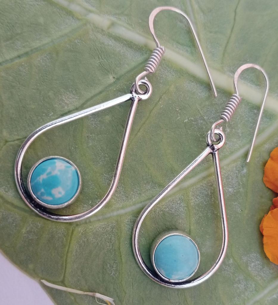 Larimar Gemstone 925 Sterling Silver Plated  1 pcs Earring chris-br114