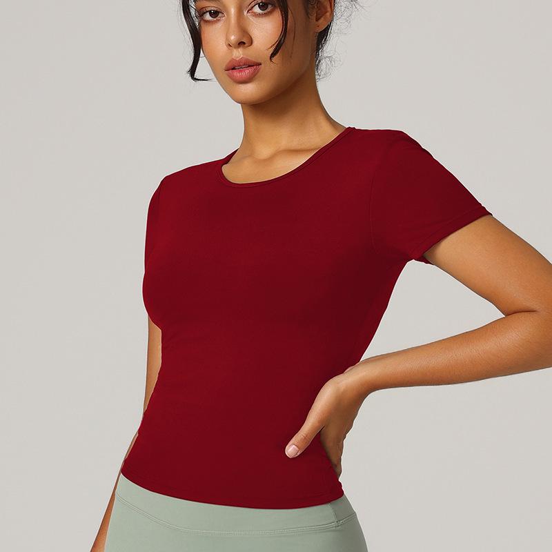 Schnelltrocknendes atmungsaktives Yoga-Top: Hautfreundliches Kurzarm-Slim-Fit für Fitness & Laufen