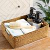 Handgeflochtener Rattankorb, Rechteckiger Aufbewahrungsorganizer für Badezimmer, Schlafzimmer, Wohnzimmer, Langlebige Weidendekoration, Halter für Einkaufskörbe