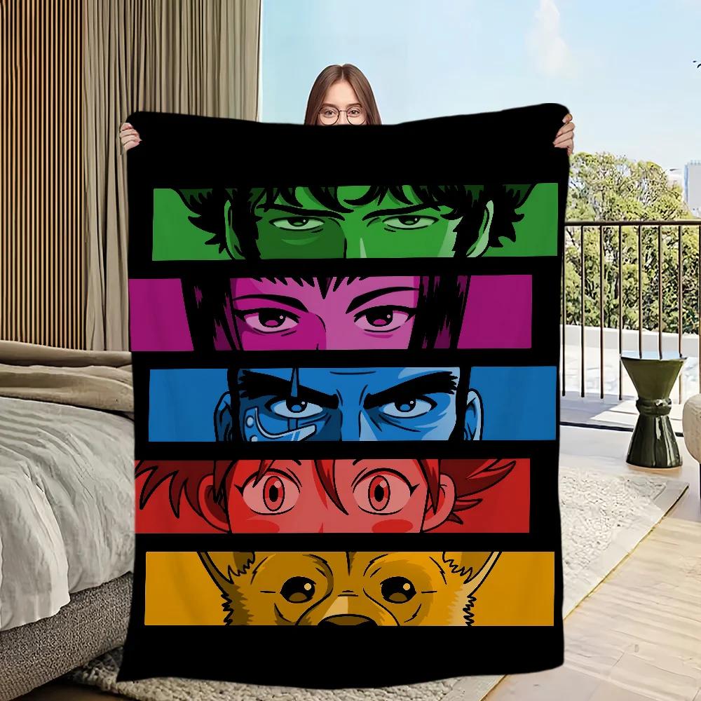 Warm Plush Anime Flannel Blanket for Living Room Sofa TV Office Bedroom Travel Gift CCOWBOY BBEBOP Series